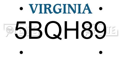 5BQH89 Virginia License Plate