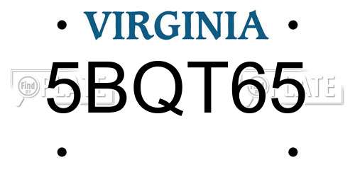 5BQT65 Virginia License Plate