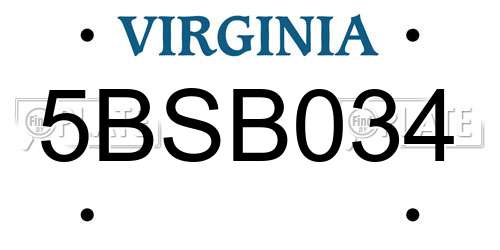 5BSB034 Virginia License Plate