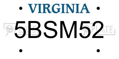 5BSM52 Virginia License Plate