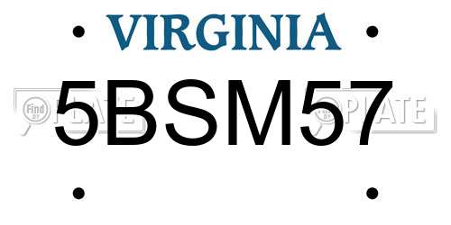 5BSM57 Virginia License Plate