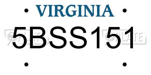 5BSS151 Virginia License Plate