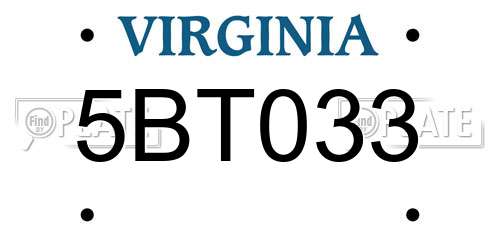 5BT033 Virginia License Plate