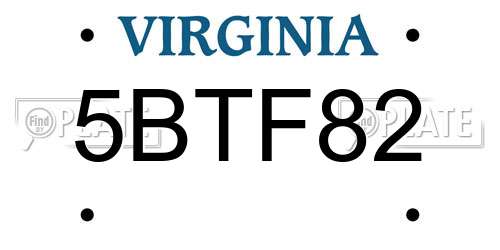 5BTF82 Virginia License Plate