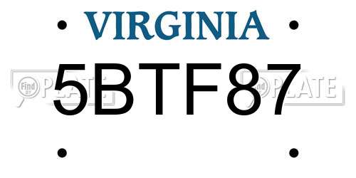 5BTF87 Virginia License Plate