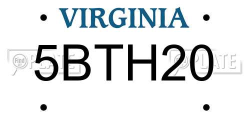 5BTH20 Virginia License Plate