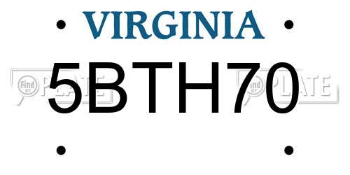 5BTH70 Virginia License Plate