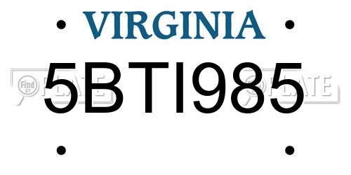 5BTI985 Virginia License Plate