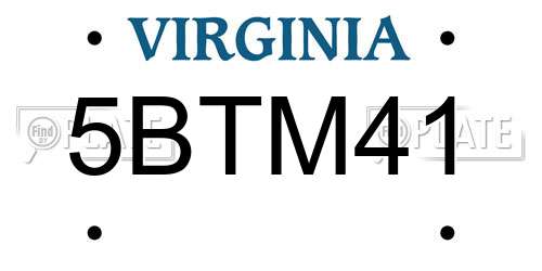 5BTM41 Virginia License Plate