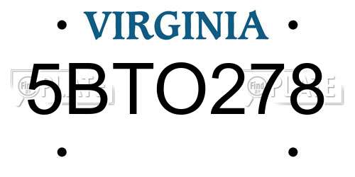 5BTO278 Virginia License Plate