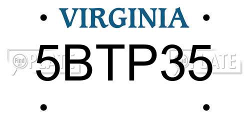 5BTP35 Virginia License Plate