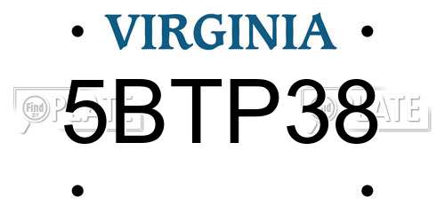 5BTP38 Virginia License Plate