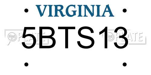 5BTS13 Virginia License Plate