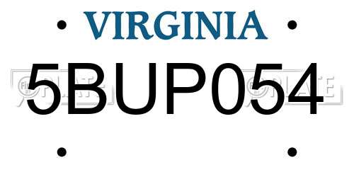 5BUP054 Virginia License Plate