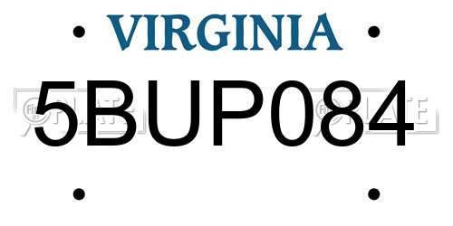 5BUP084 Virginia License Plate