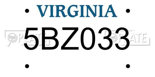 5BZ033 Virginia License Plate
