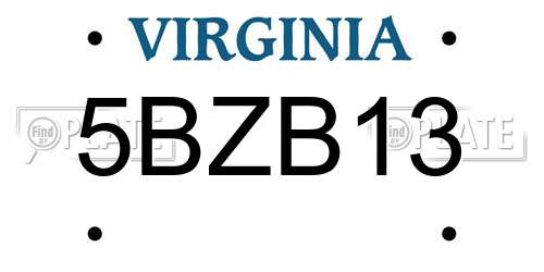 5BZB13 Virginia License Plate