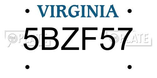 5BZF57 Virginia License Plate