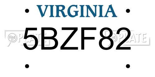 5BZF82 Virginia License Plate