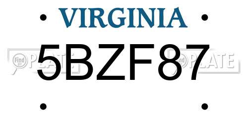 5BZF87 Virginia License Plate