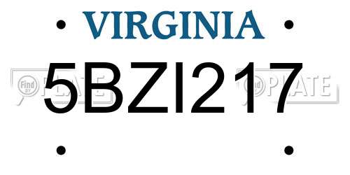 5BZI217 Virginia License Plate