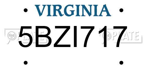 5BZI717 Virginia License Plate