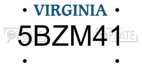 5BZM41 Virginia License Plate