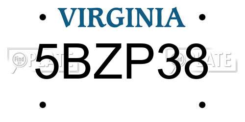 5BZP38 Virginia License Plate