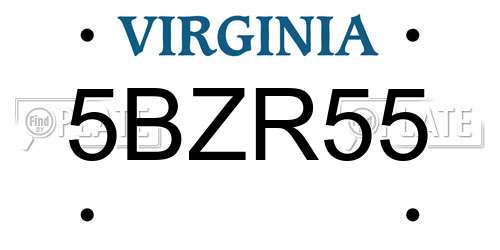 5BZR55 Virginia License Plate