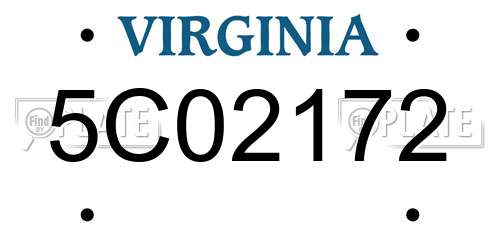 5C02172 Virginia License Plate