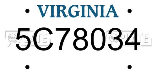 5C78034 Virginia License Plate