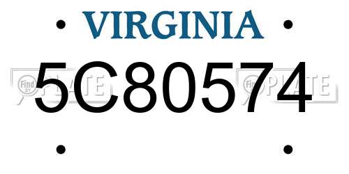 5C80574 Virginia License Plate