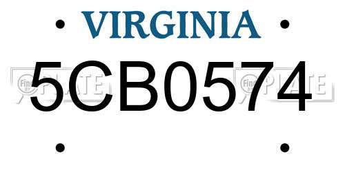 5CB0574 Virginia License Plate
