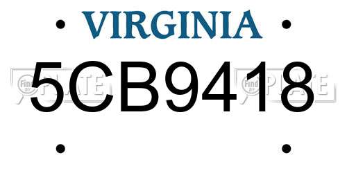 5CB9418 Virginia License Plate
