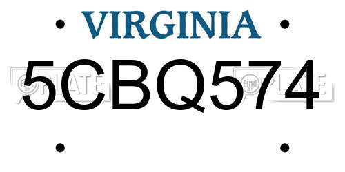 5CBQ574 Virginia License Plate