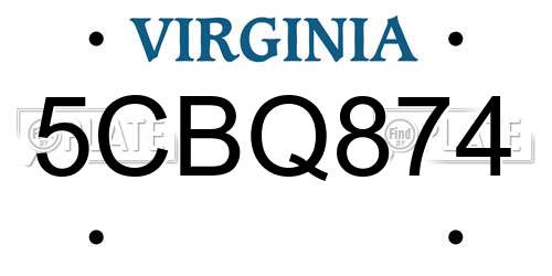 5CBQ874 Virginia License Plate