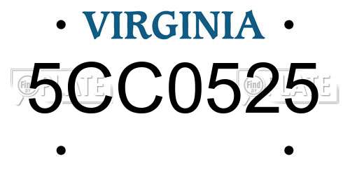 5CC0525 Virginia License Plate