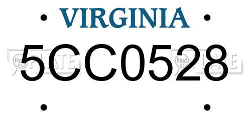 5CC0528 Virginia License Plate
