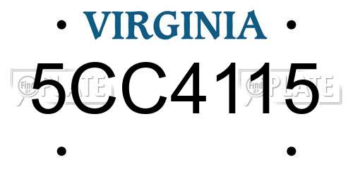 5CC4115 Virginia License Plate