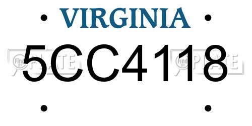 5CC4118 Virginia License Plate