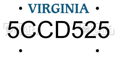 5CCD525 Virginia License Plate