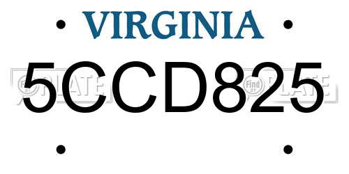 5CCD825 Virginia License Plate
