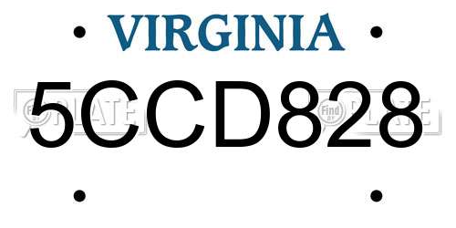 5CCD828 Virginia License Plate