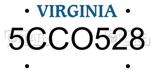 5CCO528 Virginia License Plate