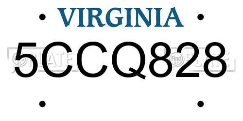 5CCQ828 Virginia License Plate
