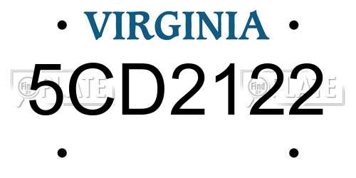 5CD2122 Virginia License Plate