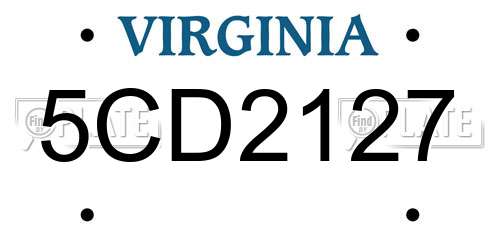 5CD2127 Virginia License Plate