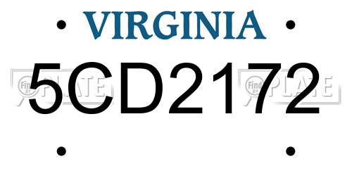 5CD2172 Virginia License Plate
