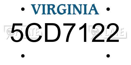 5CD7122 Virginia License Plate