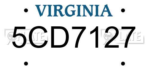 5CD7127 Virginia License Plate